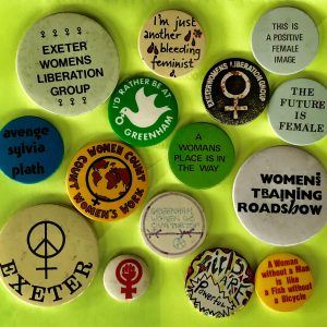 Moira Macdonald 1980's and 1990's feminist badges - Exeter
